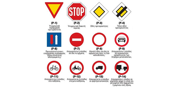 greek traffic signs